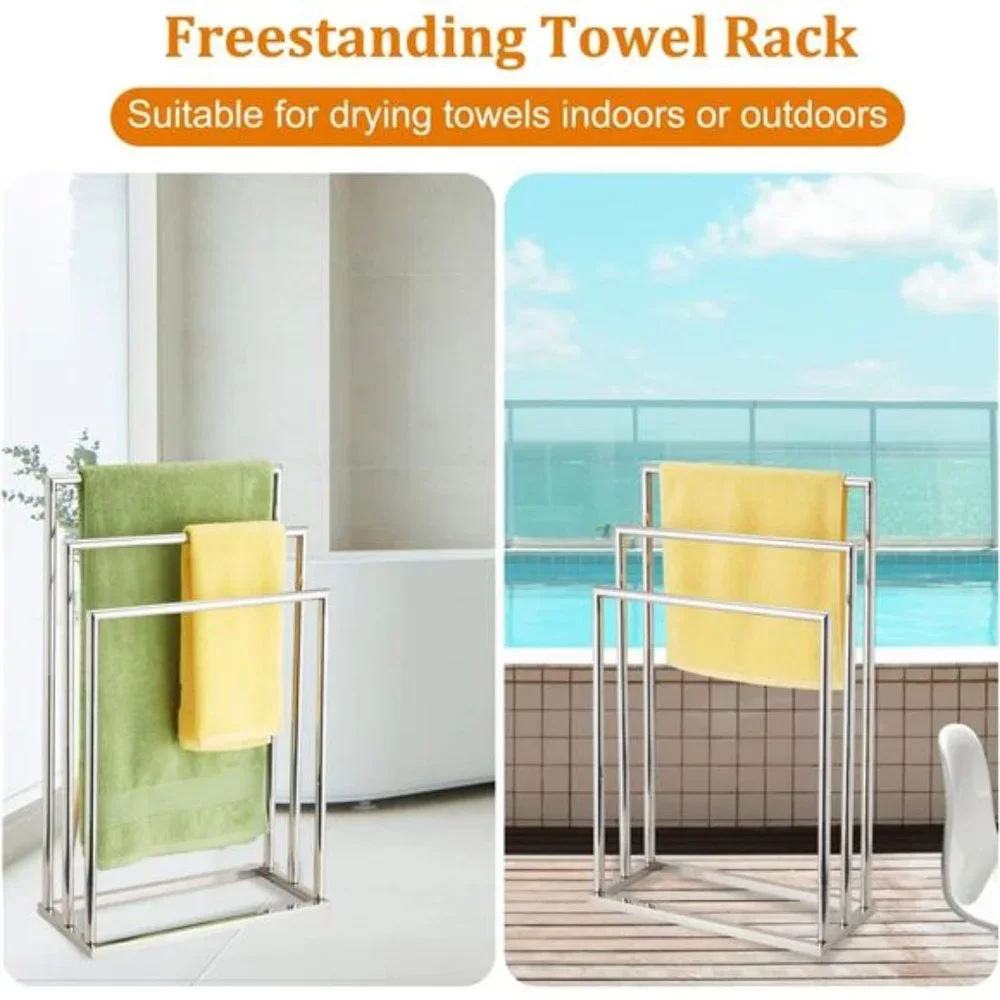Freestanding Towel Rack, 3 Tier Stainless Steel Towel Bar Stand for Bathroom